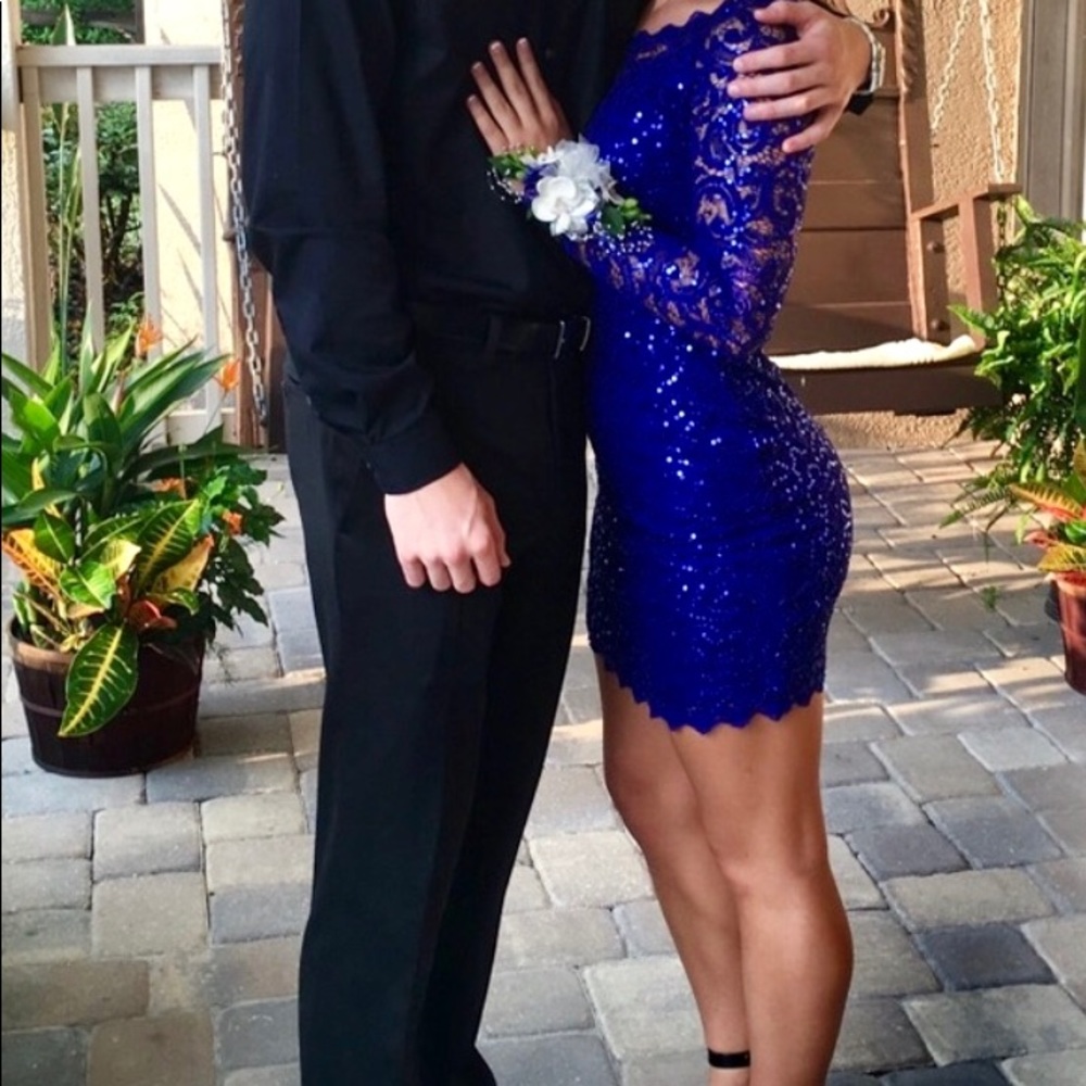 Gorgeous - Royal Blue Sequins, lace evening dress